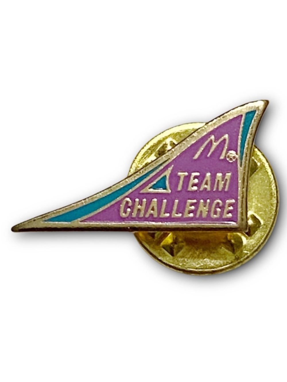 McDonald’s Pin Team Challenge 90s Purple Teal Gold Pendant Shape Metal Lapel Pin